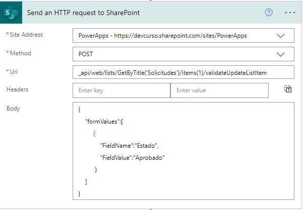 Actualizar sharepoint http