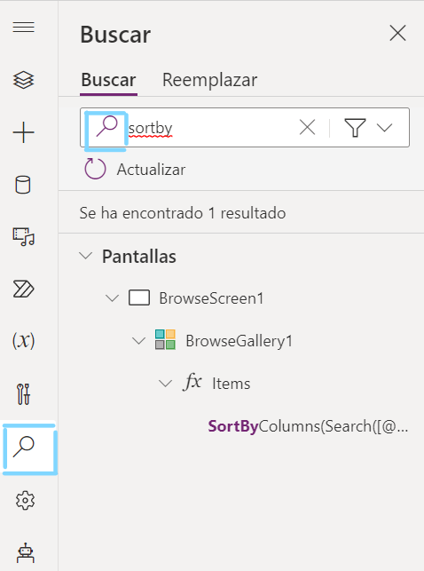 Buscar formulas Power Apps
